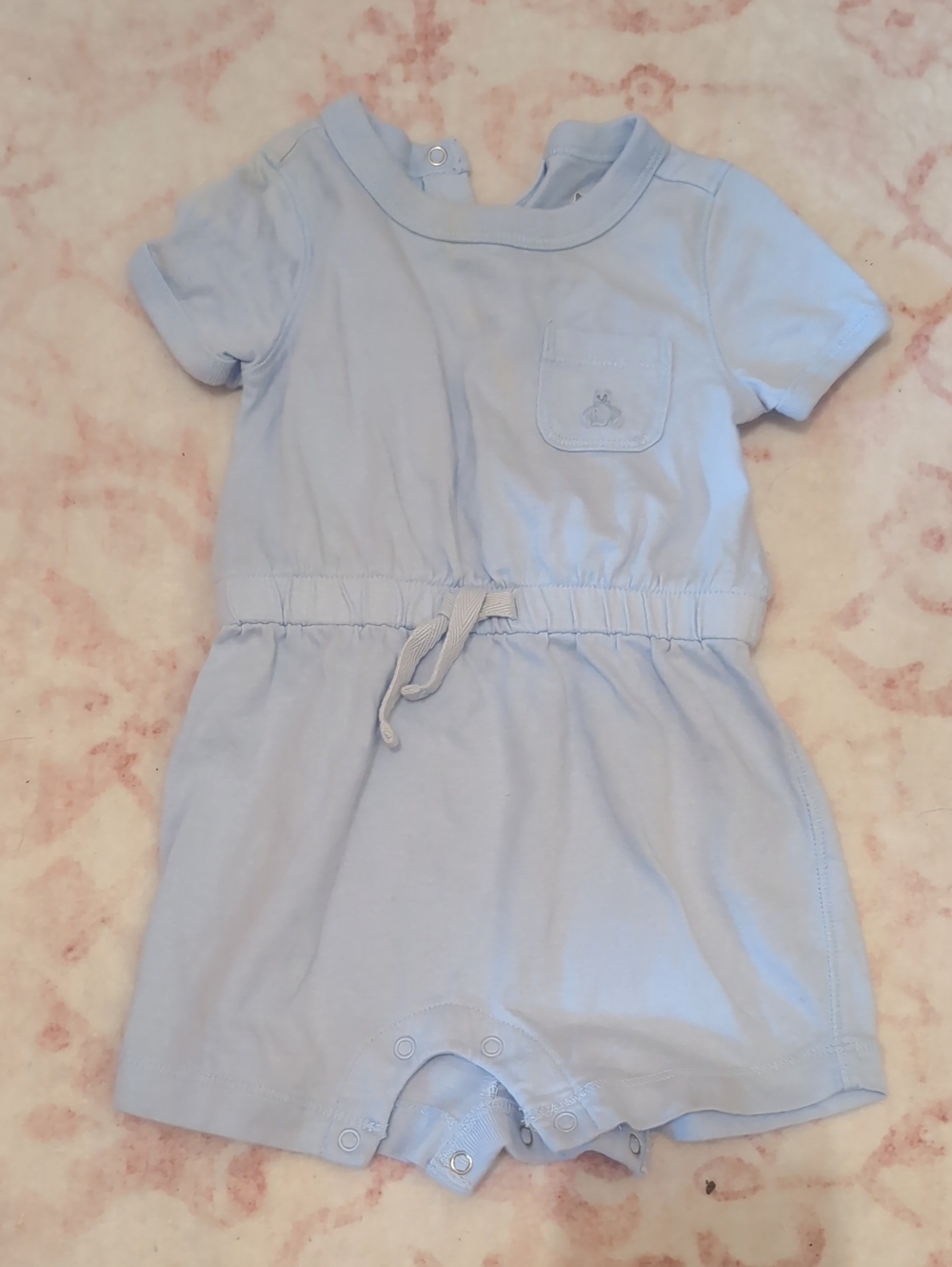 Baby Gap Light Blue Cotton Romper with Drawstring Waist